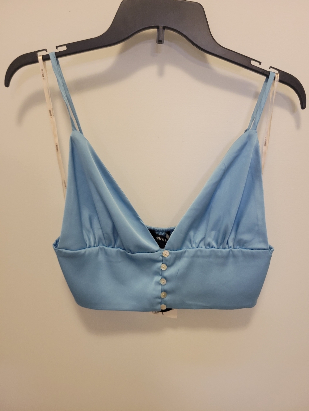 Forever 21 Light Blue Satin Crop Top